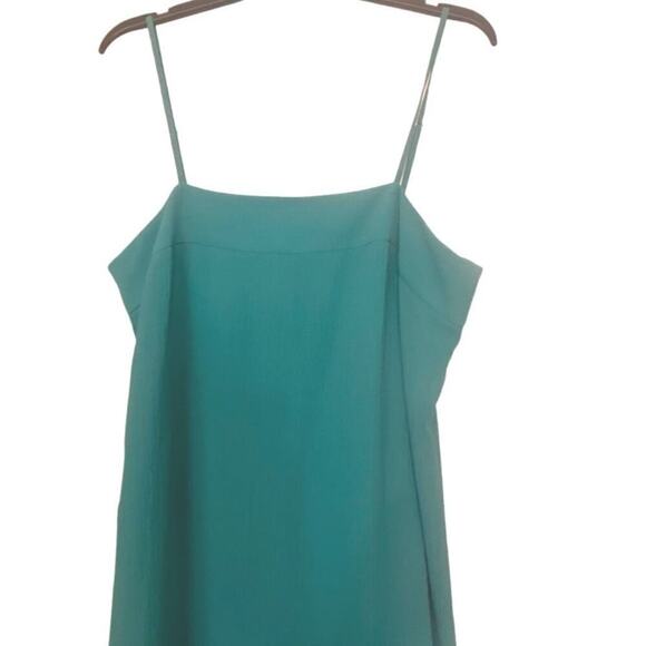 DKNY NWT Jadeite Square Neck Multi Layer Cut Out Back Sheer Bottom Cami Dress L - Picture 4 of 14